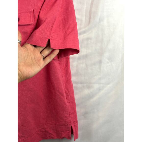 VTG Appleseed's Soft Pink Short Sleeve Button Up Shirt Women's 10 Linen Blend - Picture 13 of 15